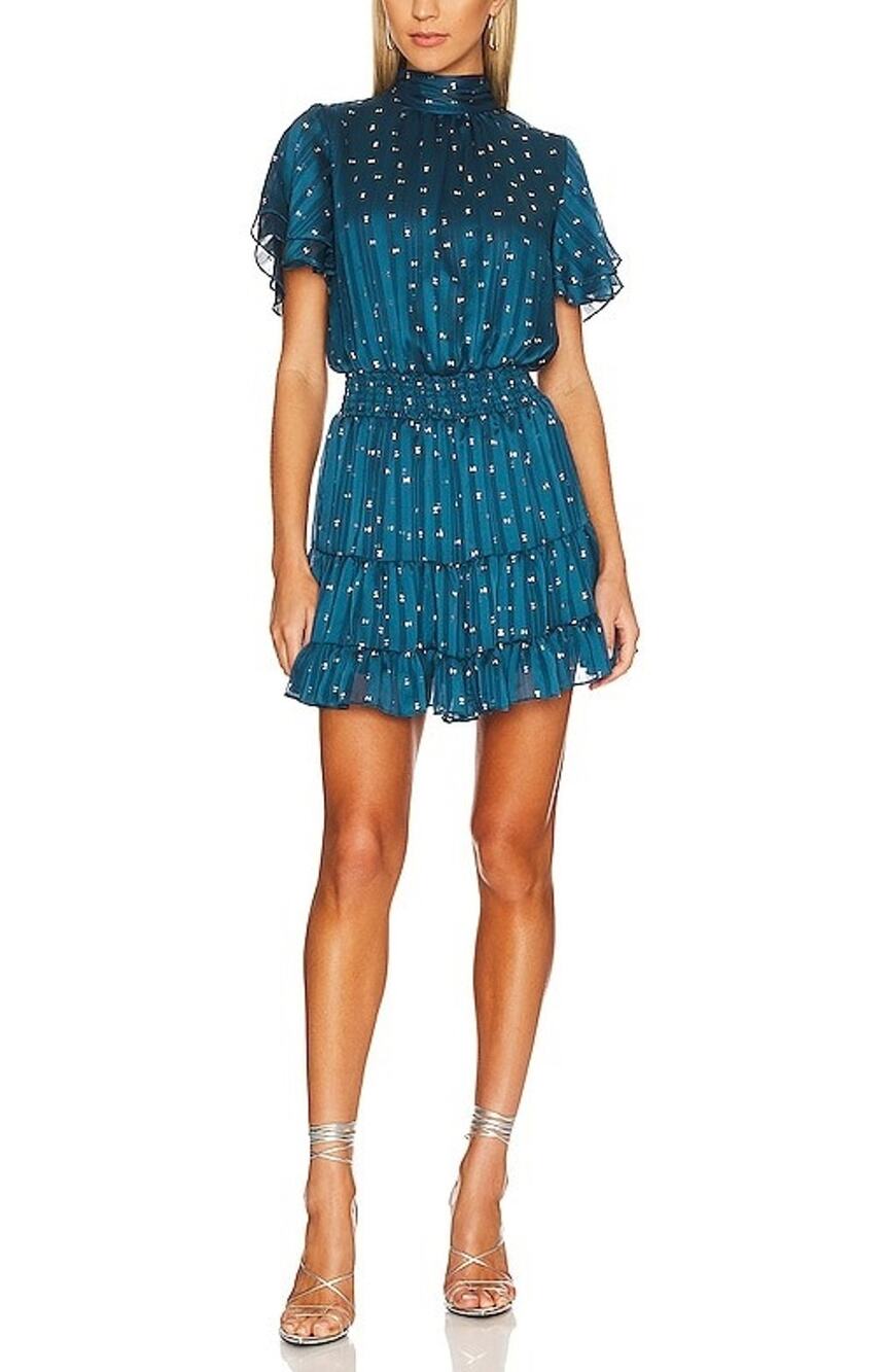 Misa Los Angeles Metallic Green Saffie Mini Dress Size XS